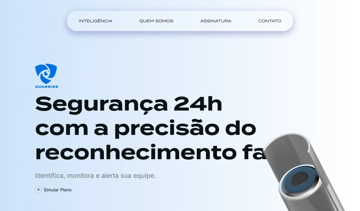 Website Guardize com interface de segurança